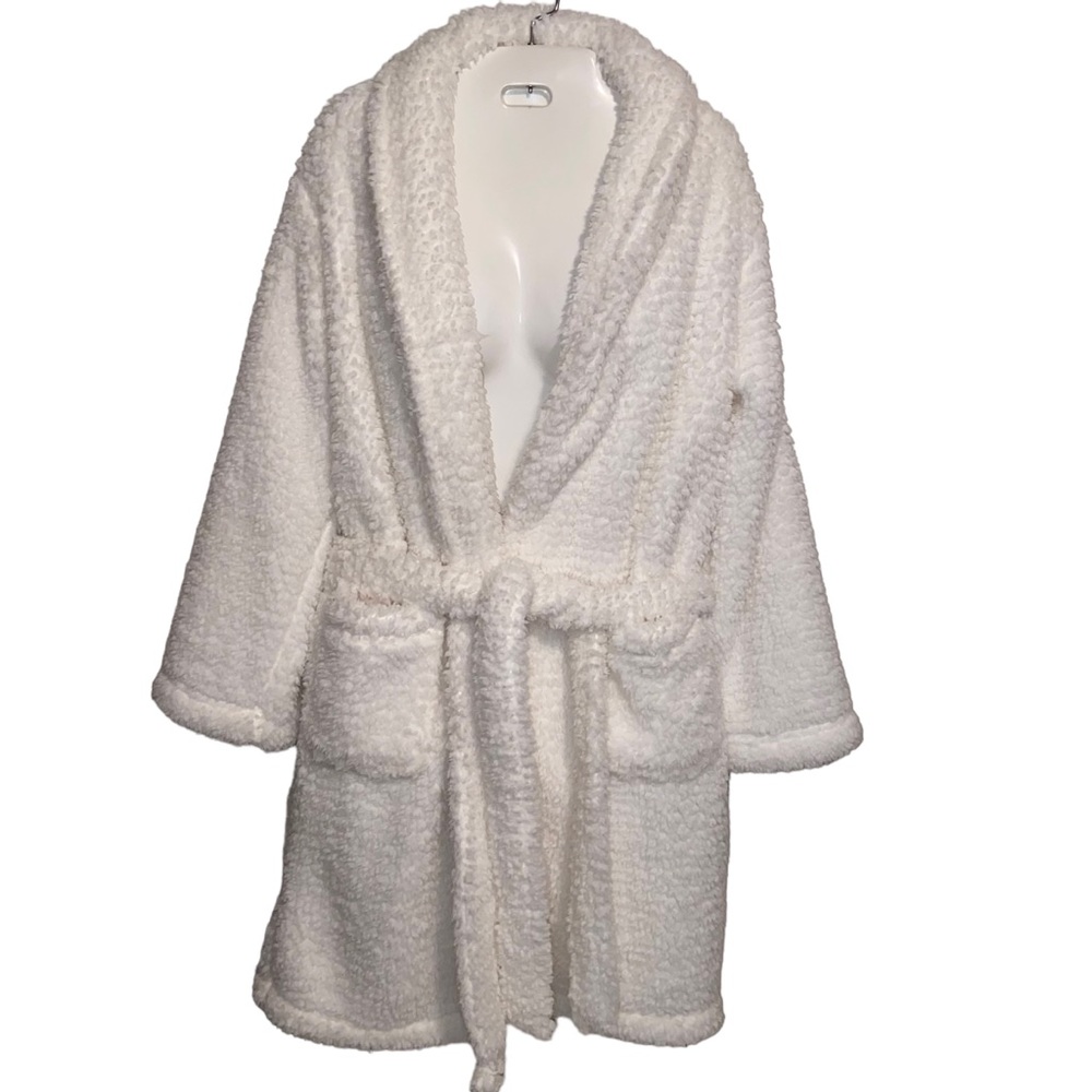 Pottery Barn Teddy Bear Faux Fur Robe Womens Small Plush Soft Fleece Warm